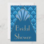 Invitation Fête des mariées Art déco Bleu Vintage (Dos)