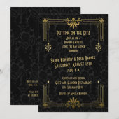 Invitation Fête des mariées Art Déco Couple des années 20 (Devant / Derrière)