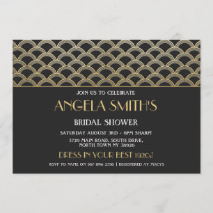 Invitation Fête des mariées Art déco des années 1920 Gatsby G