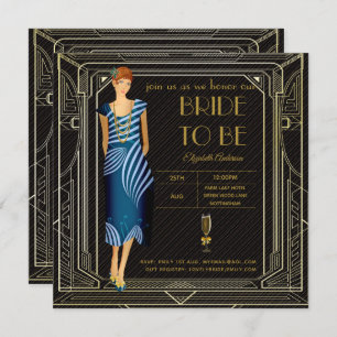 Invitation Fête des mariées Art Déco Flapper Roaring 20's