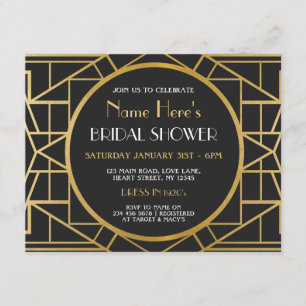 Invitation Fête des mariées Art Déco Gatsby des années 1920 I
