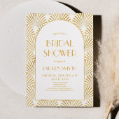 Invitation Fête des mariées Art Déco Géométrique Blanc Or