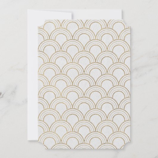 Invitation Fête des mariées Art Déco White Gold Great Gatsby (Dos)