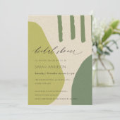 INVITATION FÊTE DES MARIÉES ARTISTIQUE VERTE EN LIME ABSTRAIT (Debout devant)