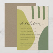 INVITATION FÊTE DES MARIÉES ARTISTIQUE VERTE EN LIME ABSTRAIT (Devant / Derrière)