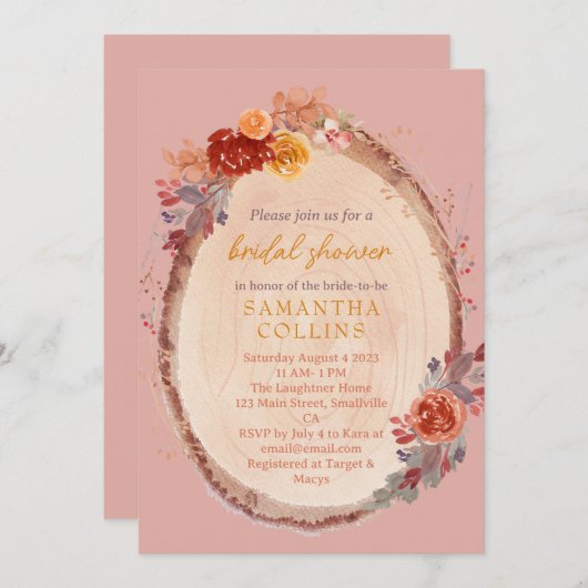 Invitation Fête des mariées automnale rustique (Devant / Derrière)