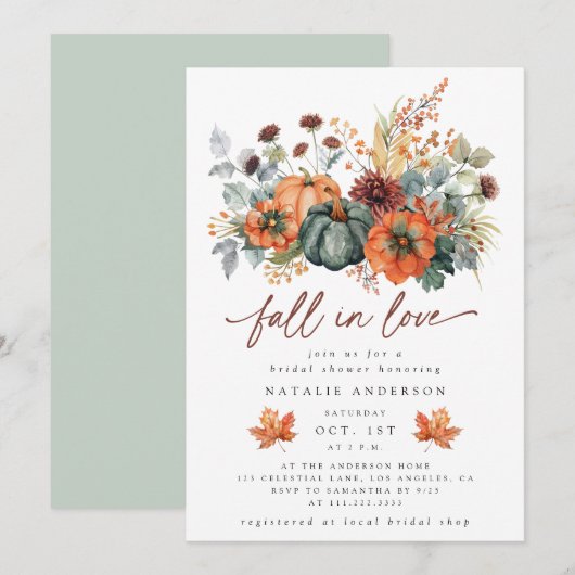 Invitation Fête des mariées automne élégante (Devant / Derrière)