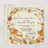 Invitation Fête des mariées automne Feuilles d'automne Wreath (Devant / Derrière)