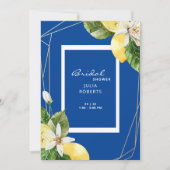 Invitation Fête des mariées aux citrons bleu et jaune méditer (Devant)