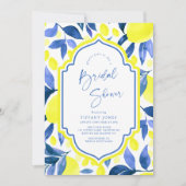 Invitation Fête des mariées aux citrons bleu méditerranéen (Devant)