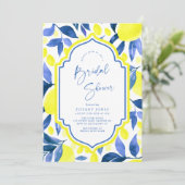Invitation Fête des mariées aux citrons bleu méditerranéen (Debout devant)