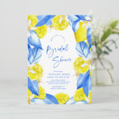 Invitation Fête des mariées aux citrons bleu méditerranéen (Debout devant)