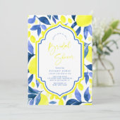 Invitation Fête des mariées aux citrons bleu méditerranéen (Debout devant)
