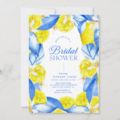 Invitation Fête des mariées aux citrons bleu méditerranéen (Devant)