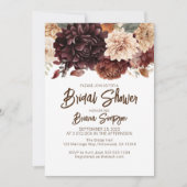 Invitation Fête des mariées aux fleurs beiges Brown (Devant)