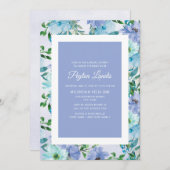 Invitation Fête des mariées aux fleurs bleues poussières (Devant / Derrière)