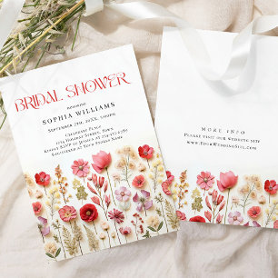 Invitation Fête des mariées aux fleurs sauvages du Boho rose