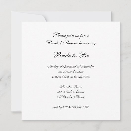 Invitation Fête des mariées aux perles blanches (Dos)