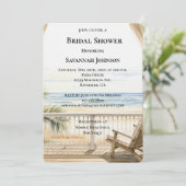 Invitation Fête des mariées avec vue sur l'océan de la plage (Debout devant)