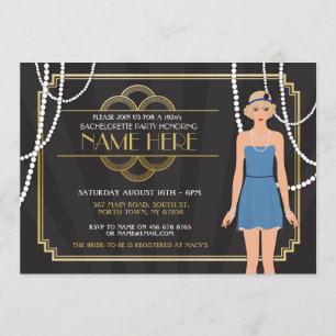Invitation Fête des mariées Bachelorette Party 1920s Invitati