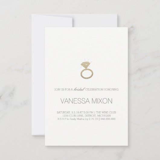 Invitation Fête des mariées | Bague de diamant (Devant)