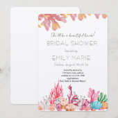 Invitation Fête des mariées Baisers de corail et Voeux d'océa (Devant / Derrière)