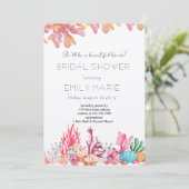Invitation Fête des mariées Baisers de corail et Voeux d'océa (Debout devant)