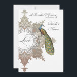 Invitation Fête des mariées baroque Peacock - Moch<br><div class="desc">SÉLECTION DU PAPIER : Ceci est montré sur "papier de base", un autre grand choix serait "glace métallique" qui est une surface brillante blanche et percée. Il serait également magnifique sur le lin "Champagne Metallic", feutre ou l'un des autres choix. DESIGN : Cette collection de mariages d'inspiration vintage possède un...</div>
