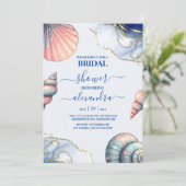 Invitation Fête des mariées Beach Seashells (Debout devant)