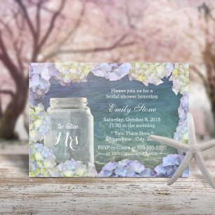 Invitation Fête des mariées Beach Wedding Mason Jar & Hydrang
