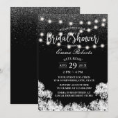 Invitation Fête des mariées Bébé's Breath Modern Black Partie (Devant / Derrière)