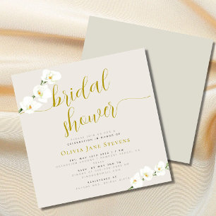 Invitation Fête des mariées beige orchidée blanche moderne et