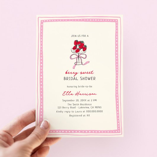 Invitation Fête des mariées Berry Sweet Strawberry