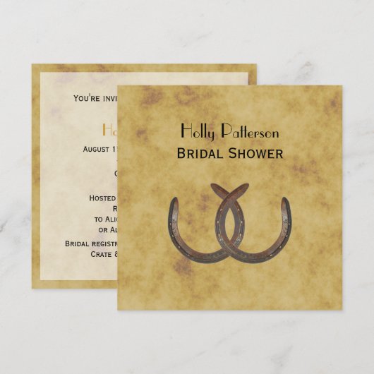 Invitation Fête des mariées BG SQ en fer à cheval rustique (Devant / Derrière)