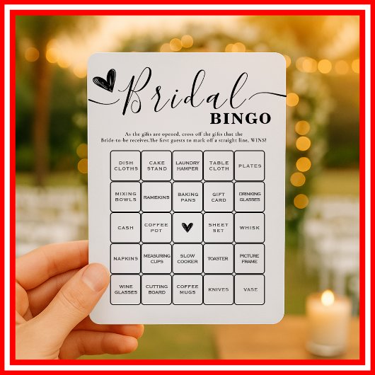 Invitation Fête des mariées Bingo Mariage Élégante calligraph