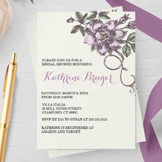 Invitation Fête des mariées biologique vintage