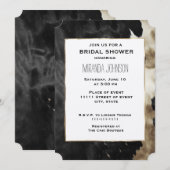 Invitation Fête des mariées Black Champagne Gold Cowhide (Devant / Derrière)