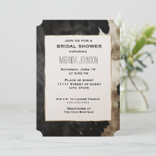 Invitation Fête des mariées Black Champagne Gold Cowhide