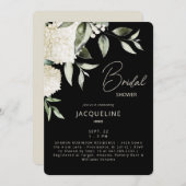 Invitation Fête des mariées Black & Cream White Hydrangeas (Devant / Derrière)