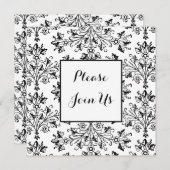 Invitation Fête des mariées Black Daisy Damask Custom Invitat (Devant / Derrière)