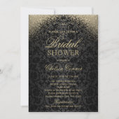 Invitation Fête des mariées - Black Damask et Parties scintil (Devant)