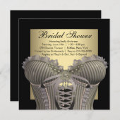 Invitation Fête des mariées Black Gold Corset (Devant / Derrière)