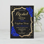 Invitation Fête des mariées - Black Gold Royal Blue (Debout devant)