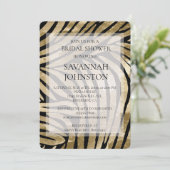 Invitation Fête des mariées Black Gold Zebra (Debout devant)