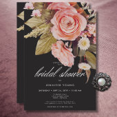 Invitation Fête des mariées Black Moody Rose Blush Blooms