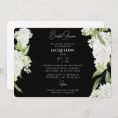 Invitation Fête des mariées Black White Hydrangeas (Devant / Derrière)