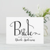 Invitation Fête des mariées Black White Modern Chic Bride (Debout devant)