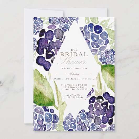 Invitation Fête des mariées Blackberry | Berry aquarelle (Devant)