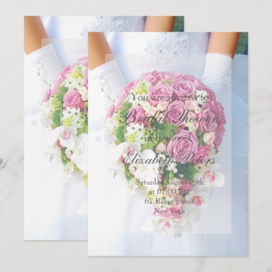 Invitation Fête des mariées blanc dentelle Mariage (Devant / Derrière)