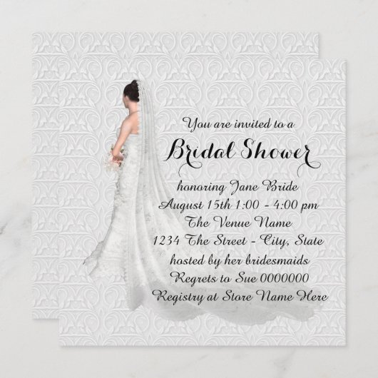 Invitation Fête des mariées blanche (Devant / Derrière)